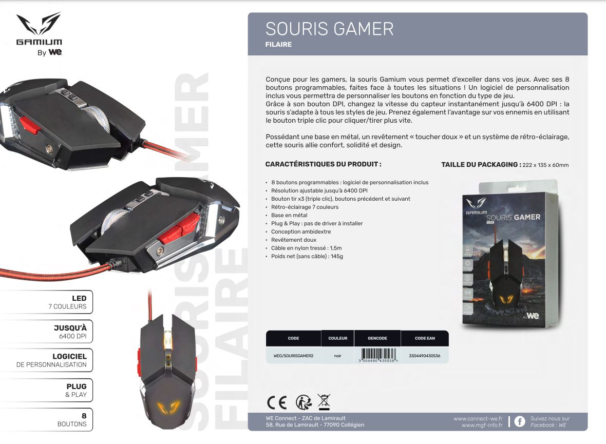 WE Clavier Gamer filaire Gamium V2 RGB (Noir) - produit neuf garanti 1 an