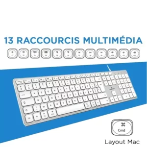 BLUESTORK Clavier Mac Neuf - Clavier filaire USB Slim compatible MAC
